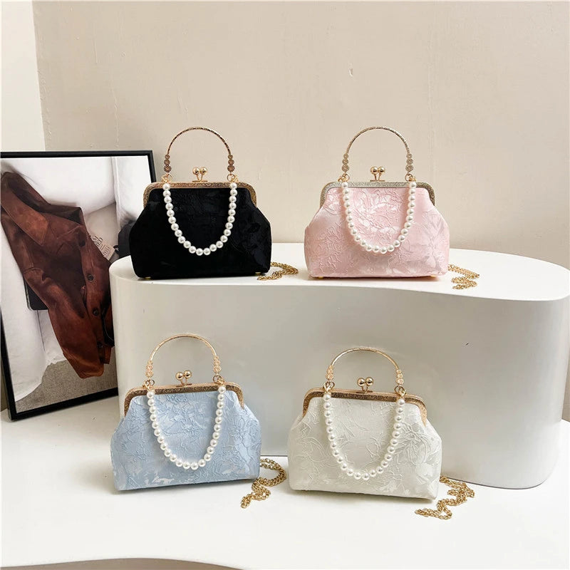 Pearl Lace Evening Clutch