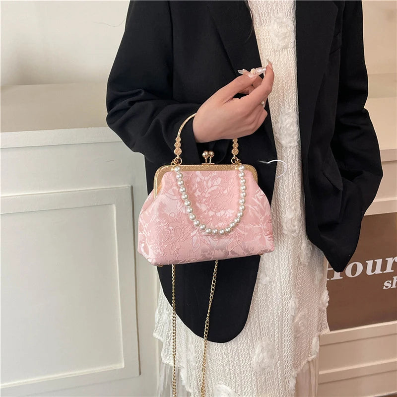 Pearl Lace Evening Clutch