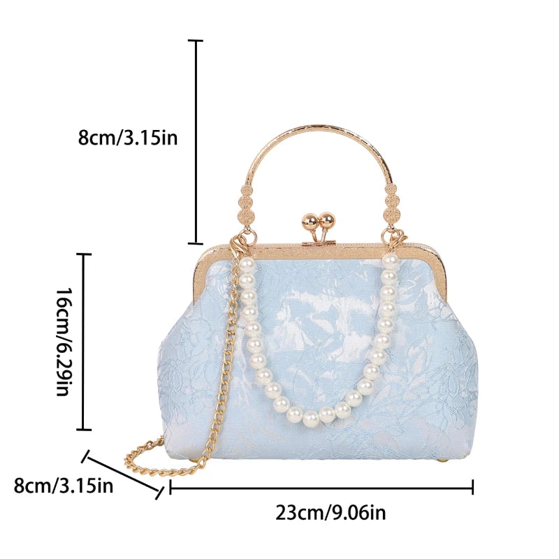 Pearl Lace Evening Clutch