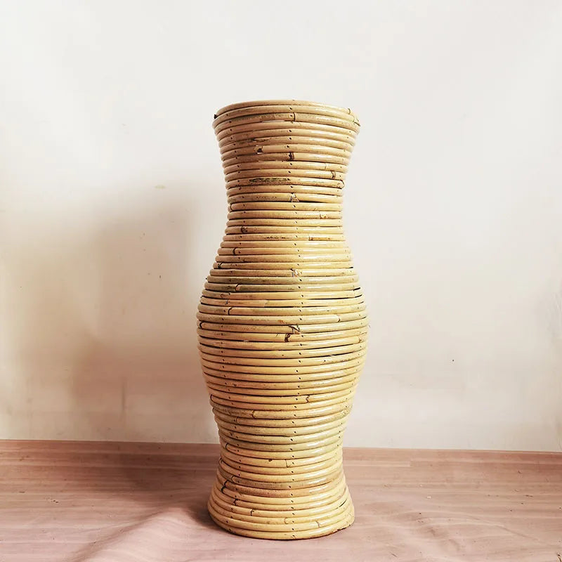 Woven Rattan Floor Vase