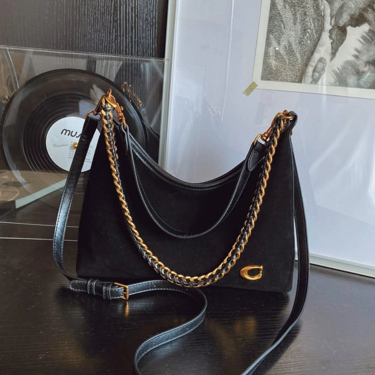 The Suede Chain Tote