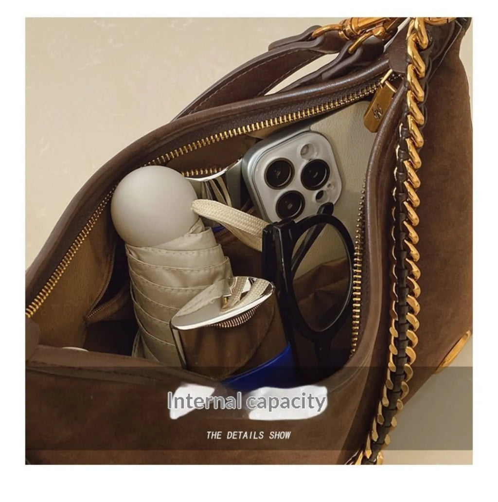 The Suede Chain Tote