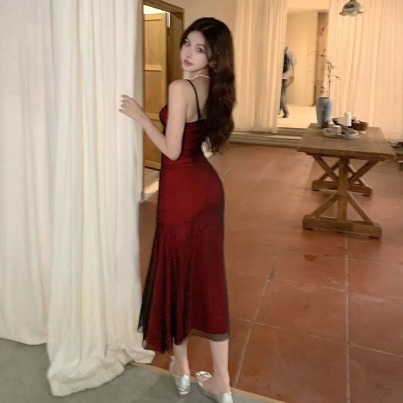 Red Mermaid Slip Dress