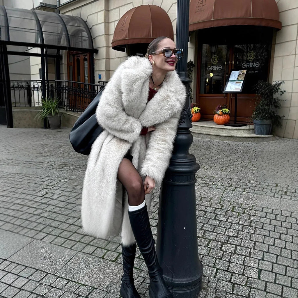 Collared Faux Fur Coat