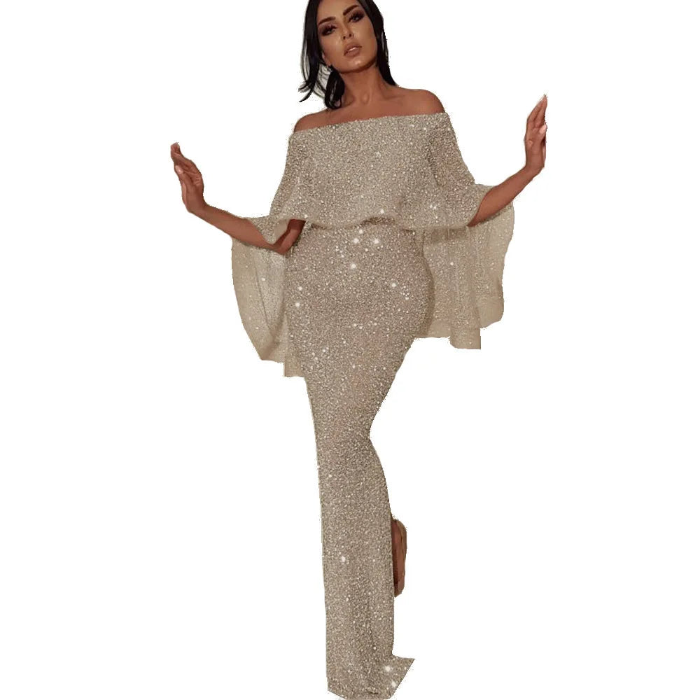 Slash Neck Slim Maxi Dress