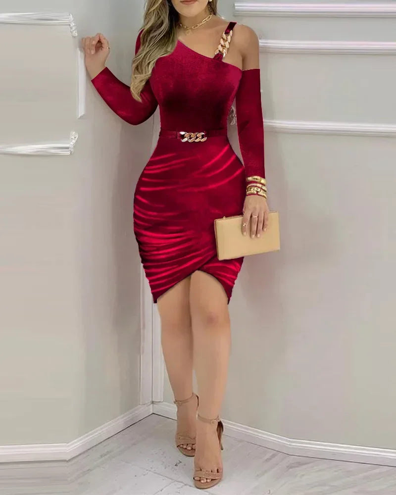 Velvet One-Shoulder Mini Dress