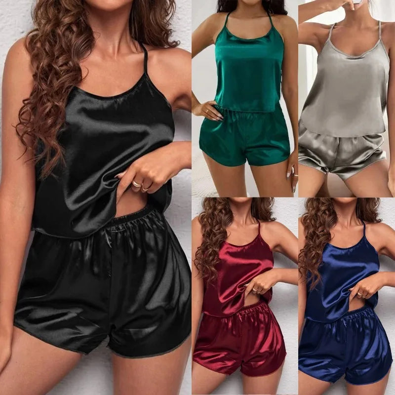 Lace Satin Lounge Set