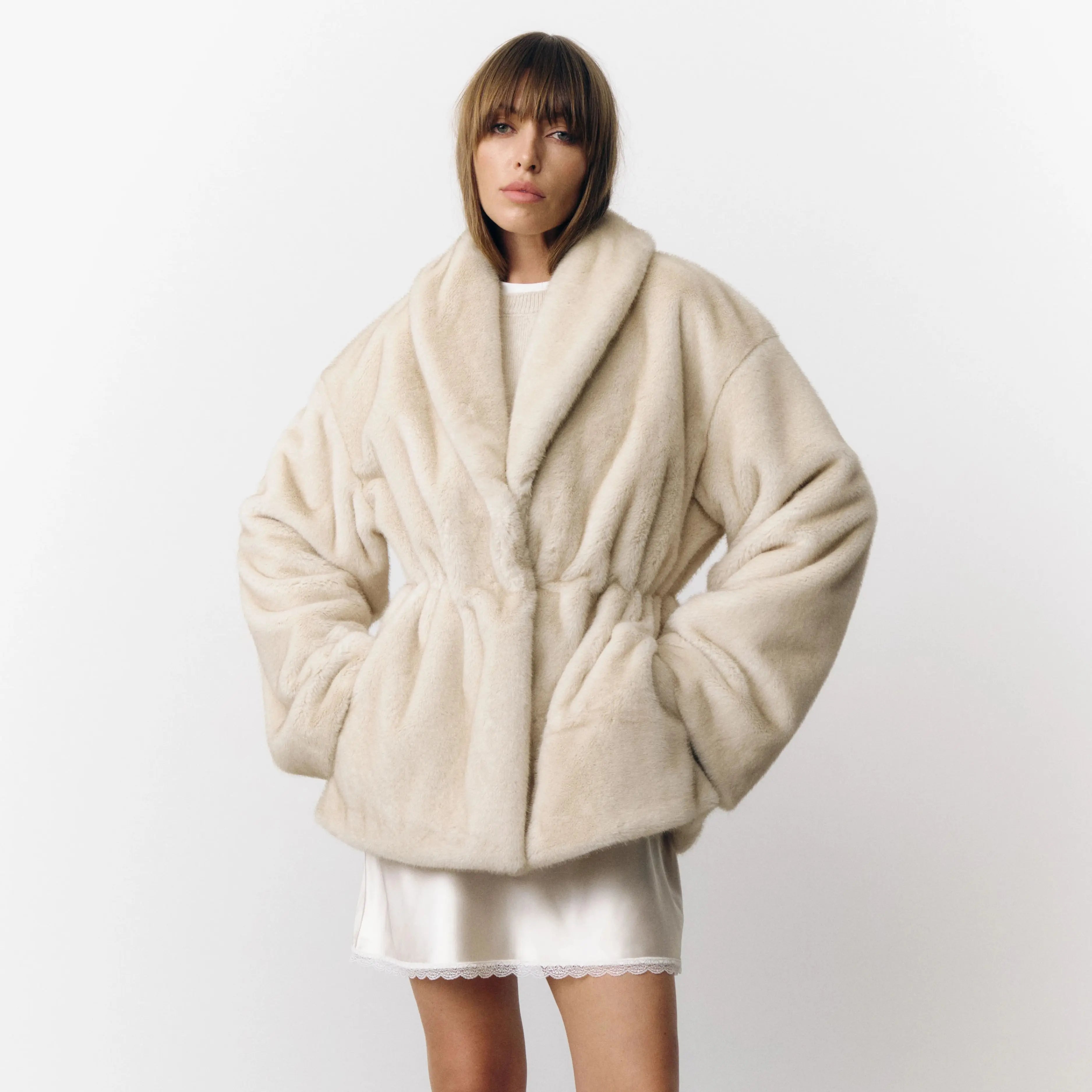 Mixed Color Faux Fur Jacket