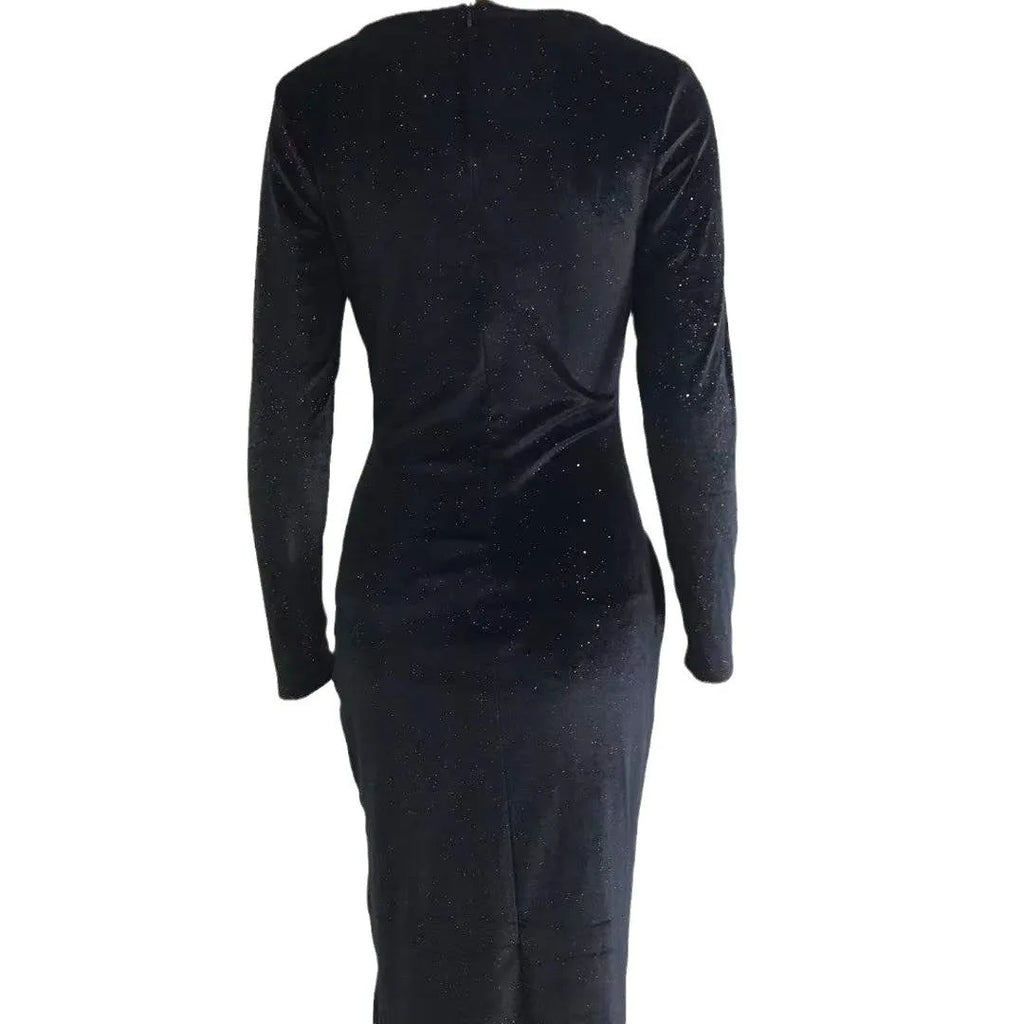Gold Velvet Midi Dress