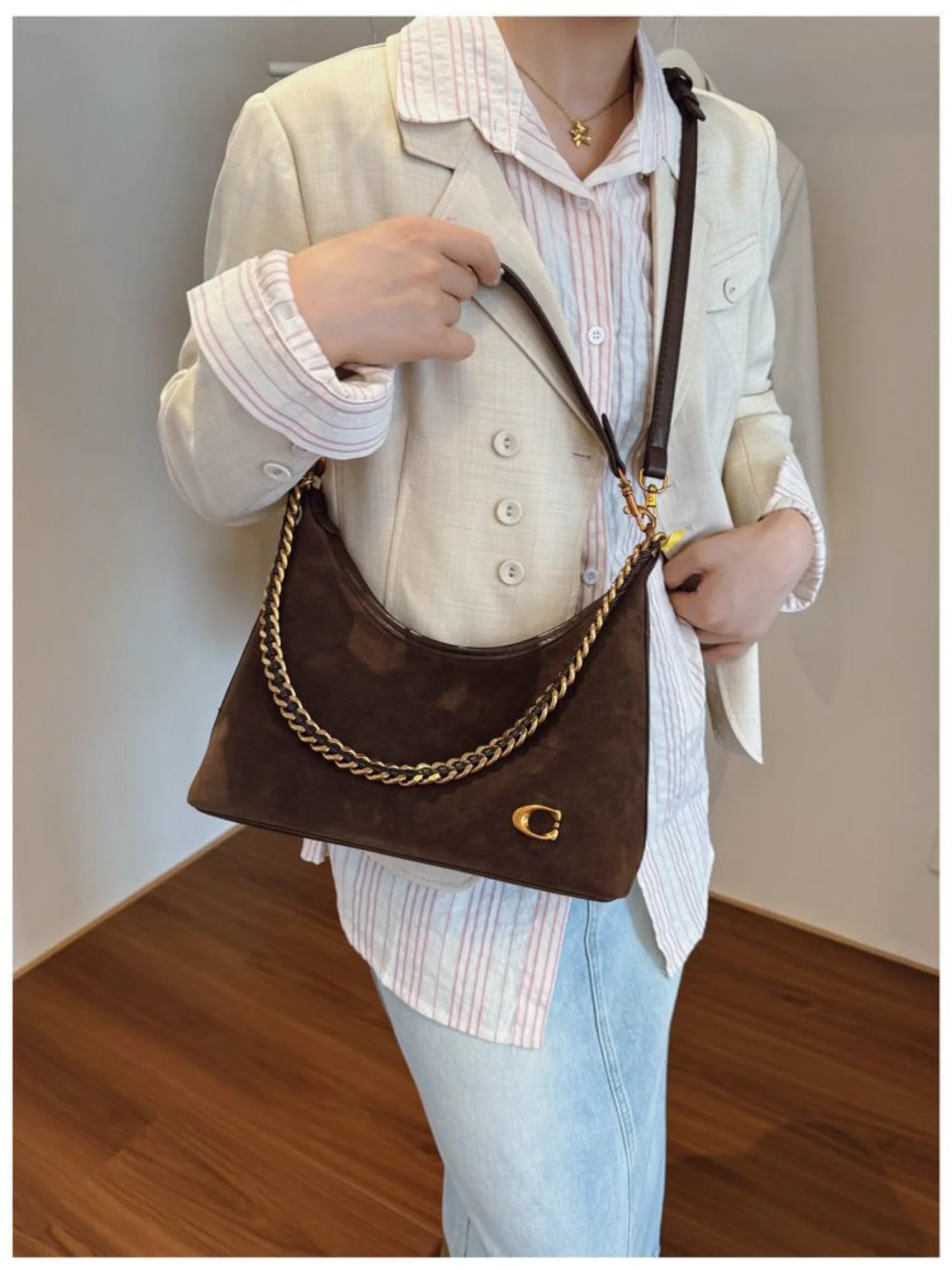 The Suede Chain Tote