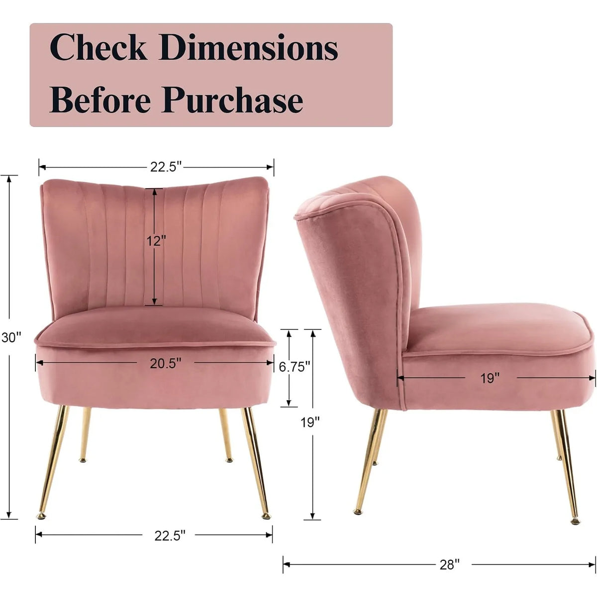 Pink Velvet Accent Chairs, Set of 2