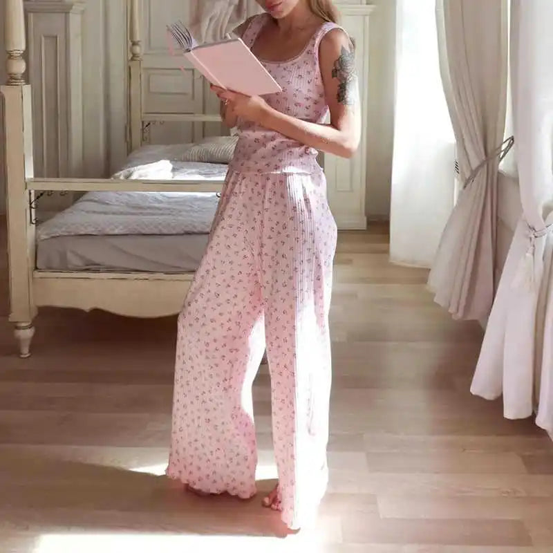 The  Printed Vest  Pajama Set