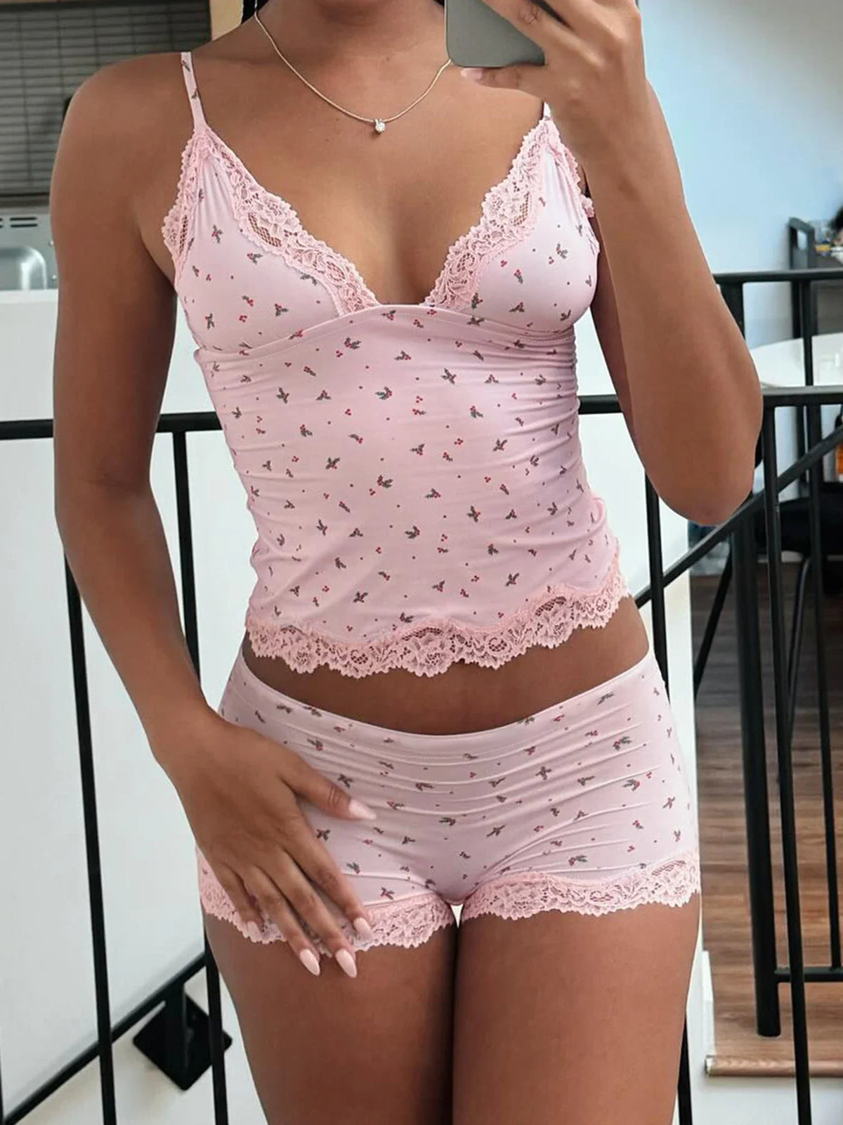 Floral Lace Camisol Set