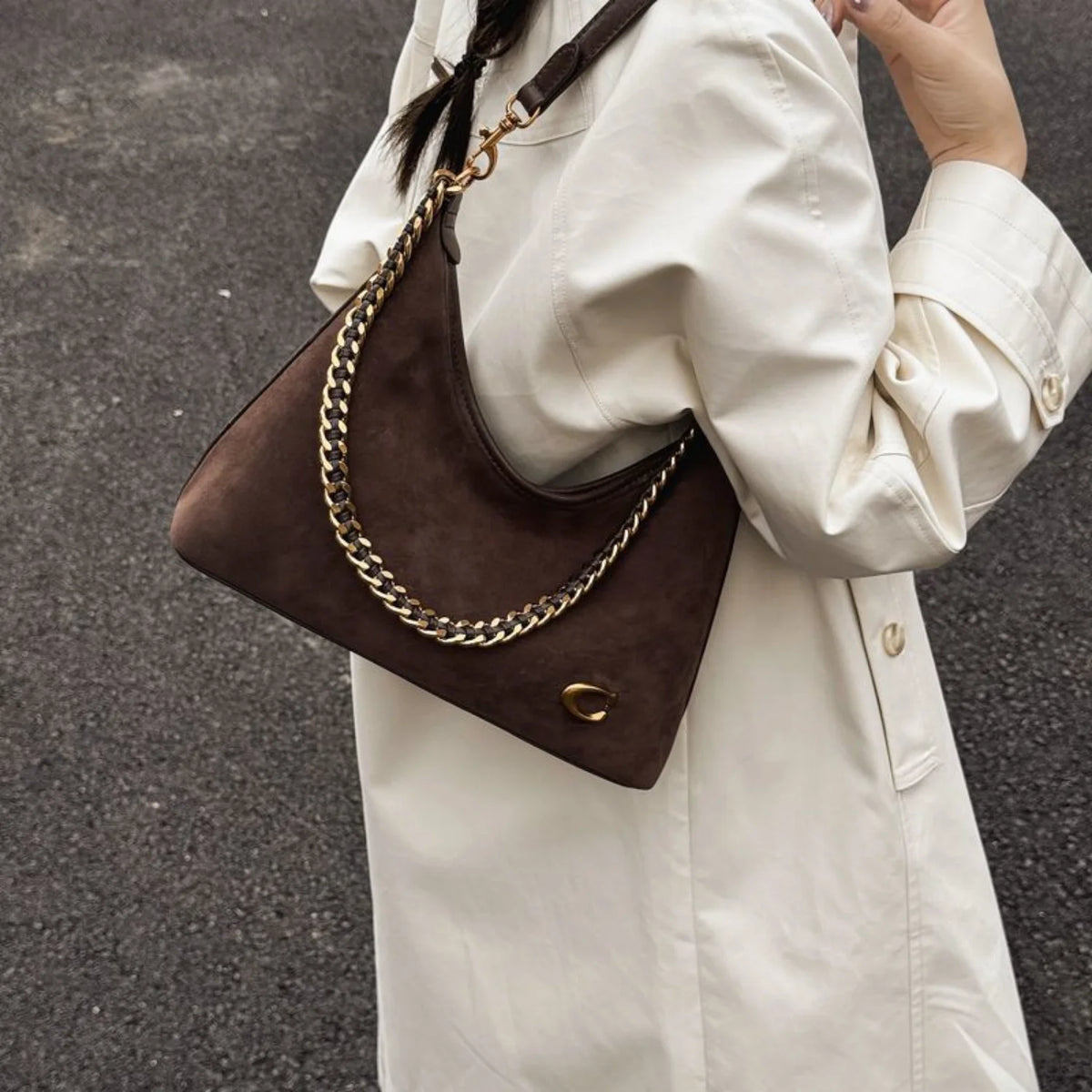The Suede Chain Tote