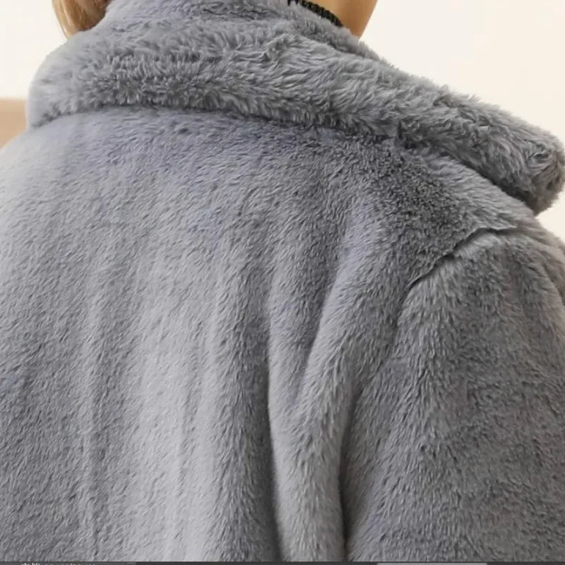 Elegant Long Faux Fur Overcoat
