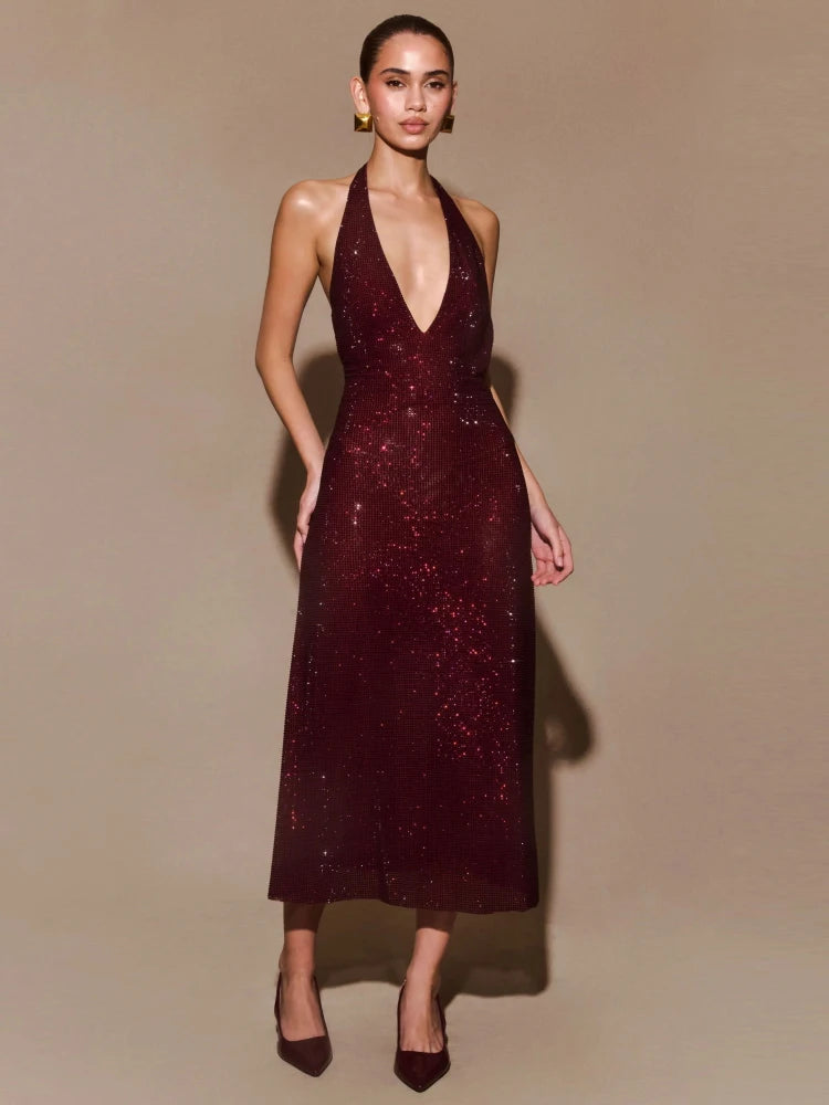 Rhinestone Halter Gown