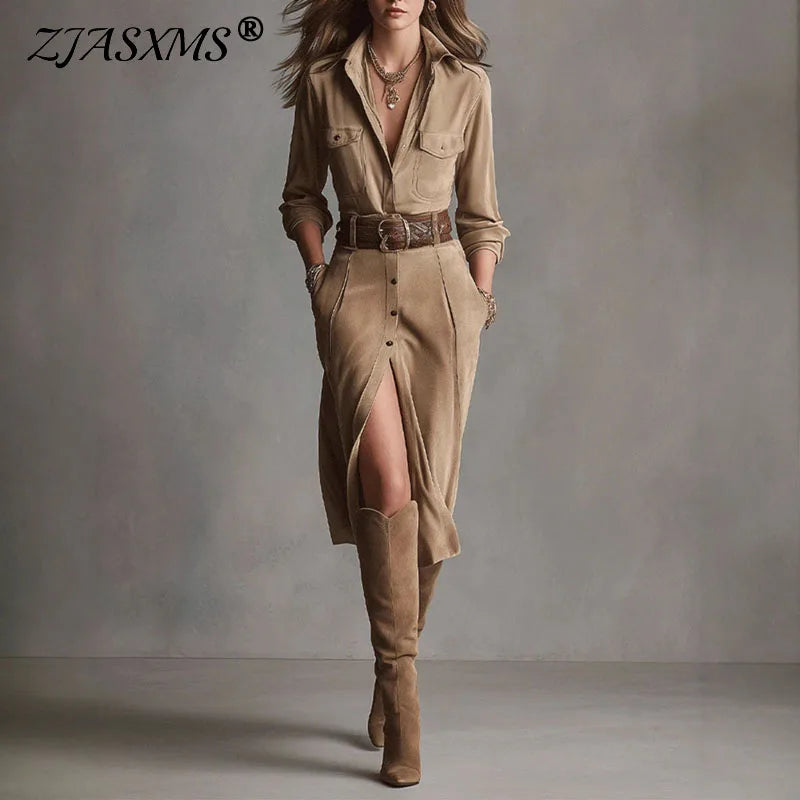 Suede Shirt Dress