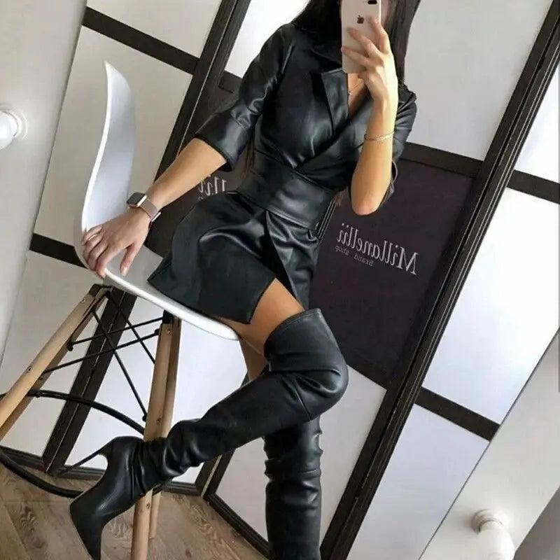 Leather Suit Jacket Dress