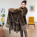 Leopard Print Fur Coat with Belt
