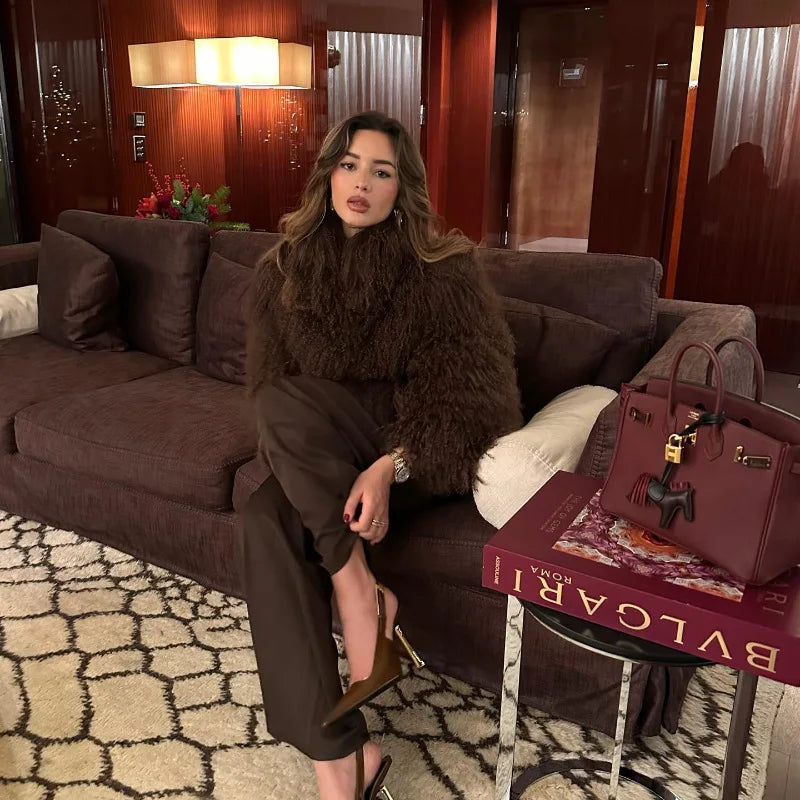 Tan Faux Fur Cardigan Coat