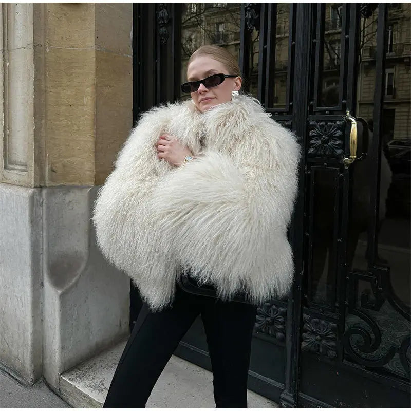 Tan Faux Fur Cardigan Coat