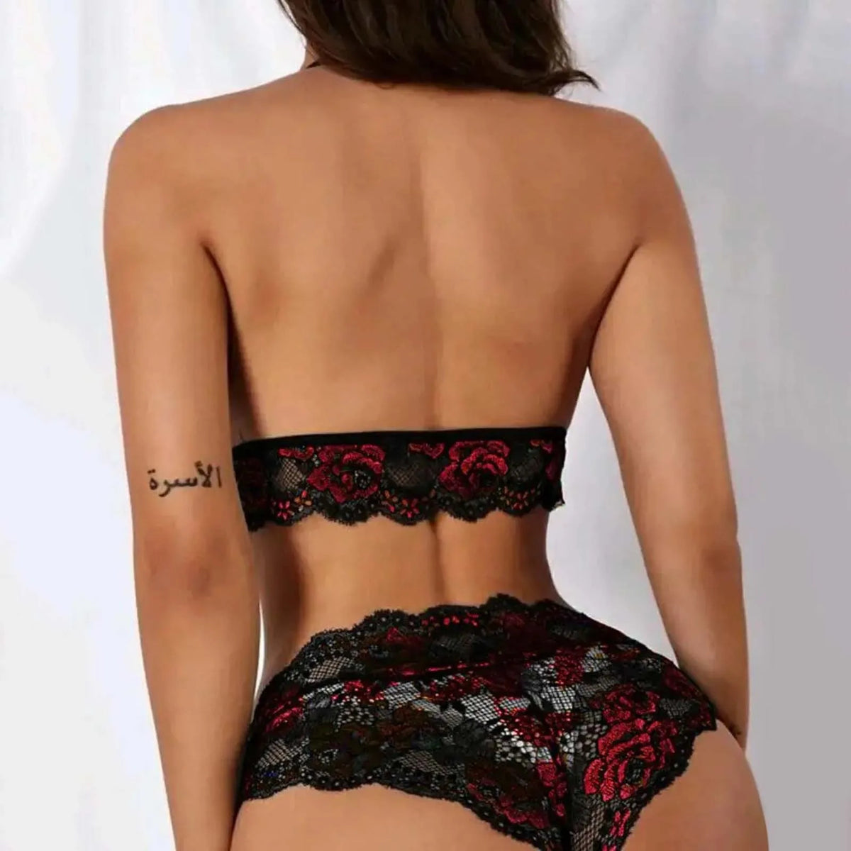 Bowknot Lace Floral Lingerie Set