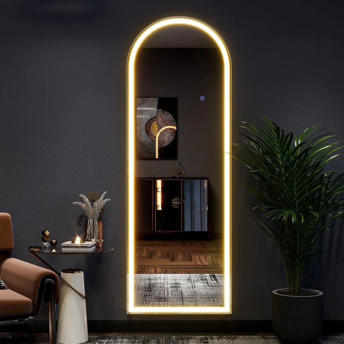 63"x20" Arched LED Full Length Lighted Floor Mirror