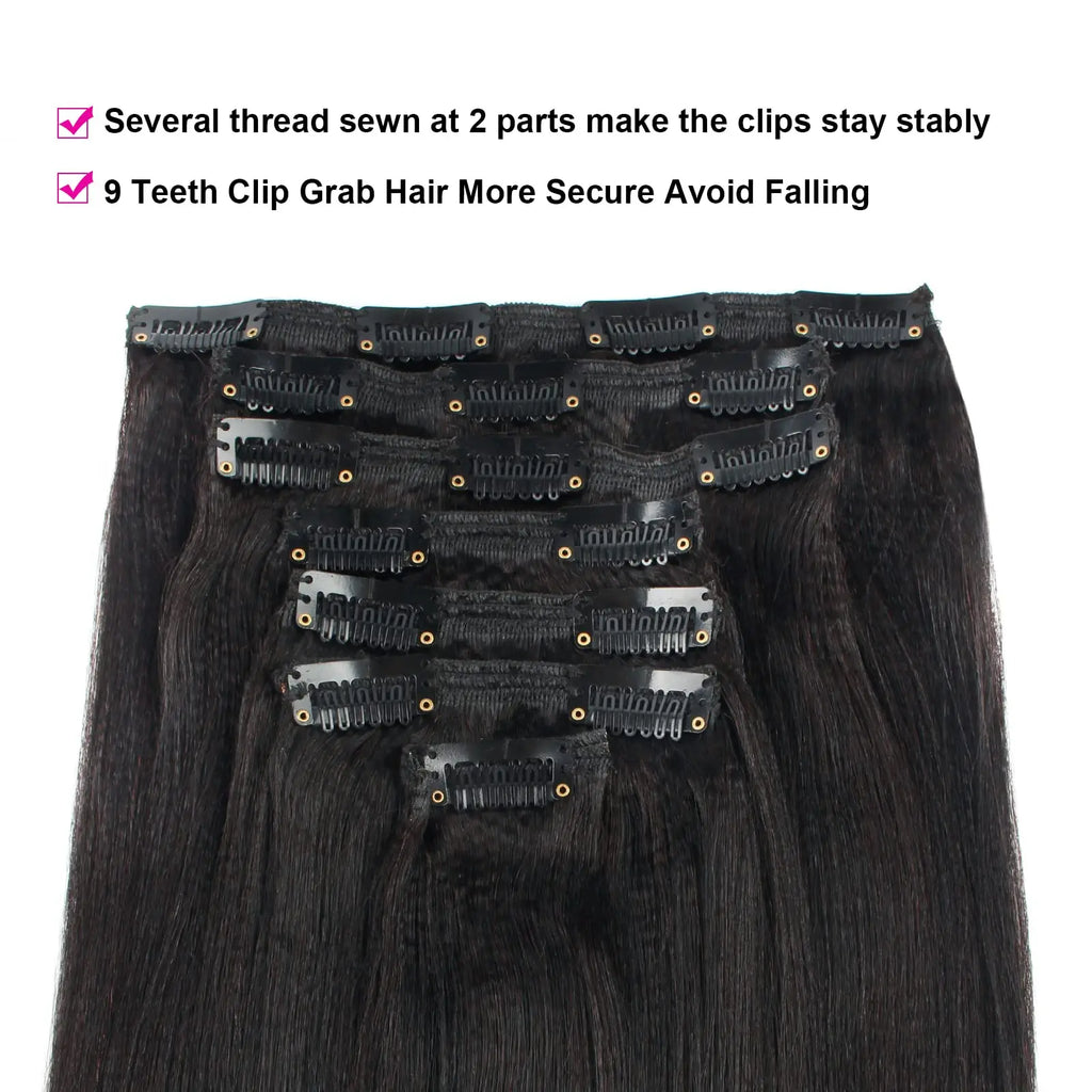 Yaki Straight Clip in Set 100% Human Hair