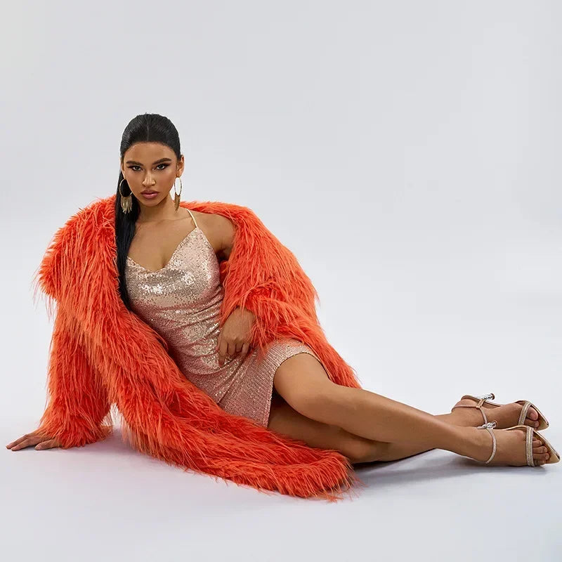 Tassel Faux Fur Coat