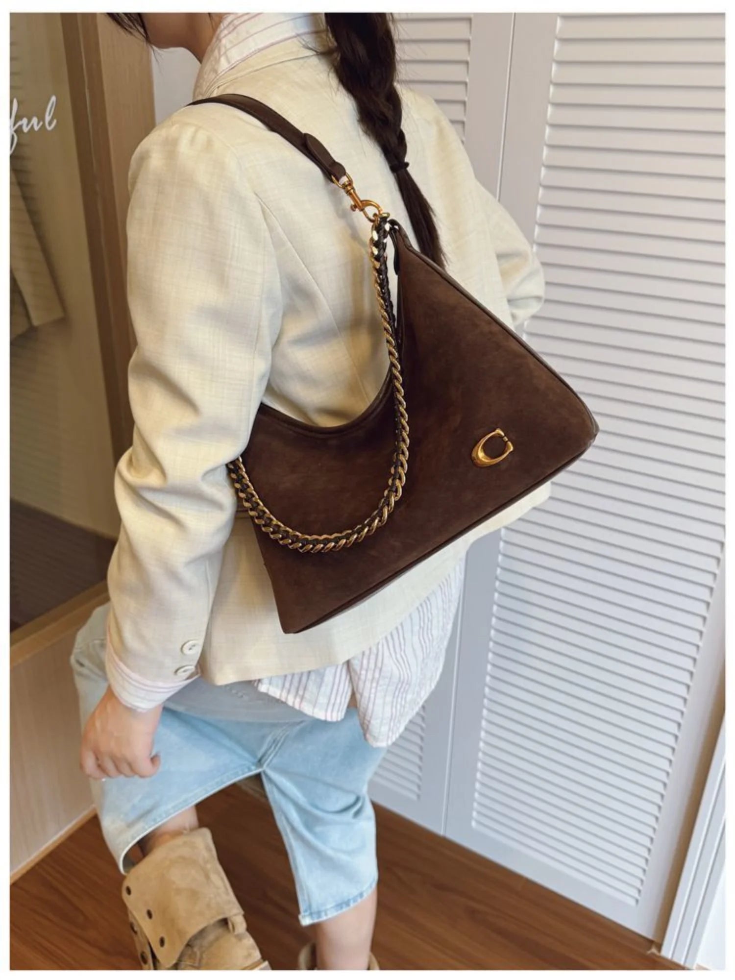 The Suede Chain Tote