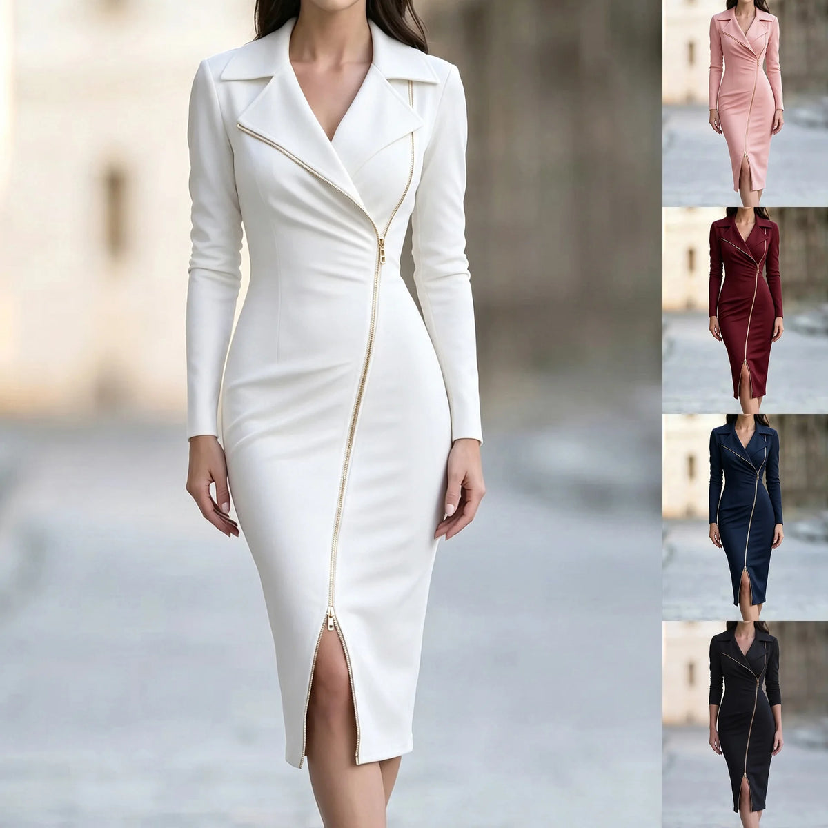 Zip Up Blazer Pencil Dress
