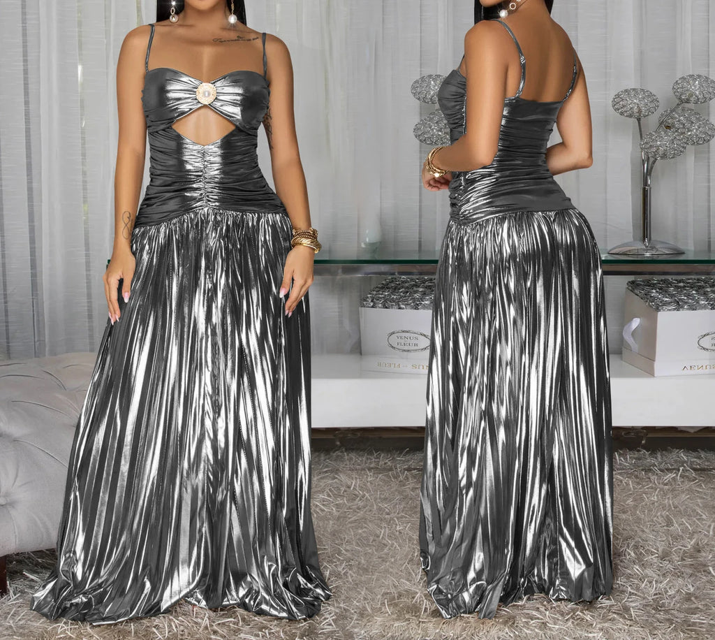 Sequin Spaghetti Strap Gown