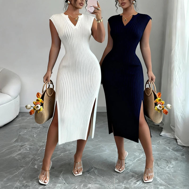 The V-Neck Knit Maxi Dress