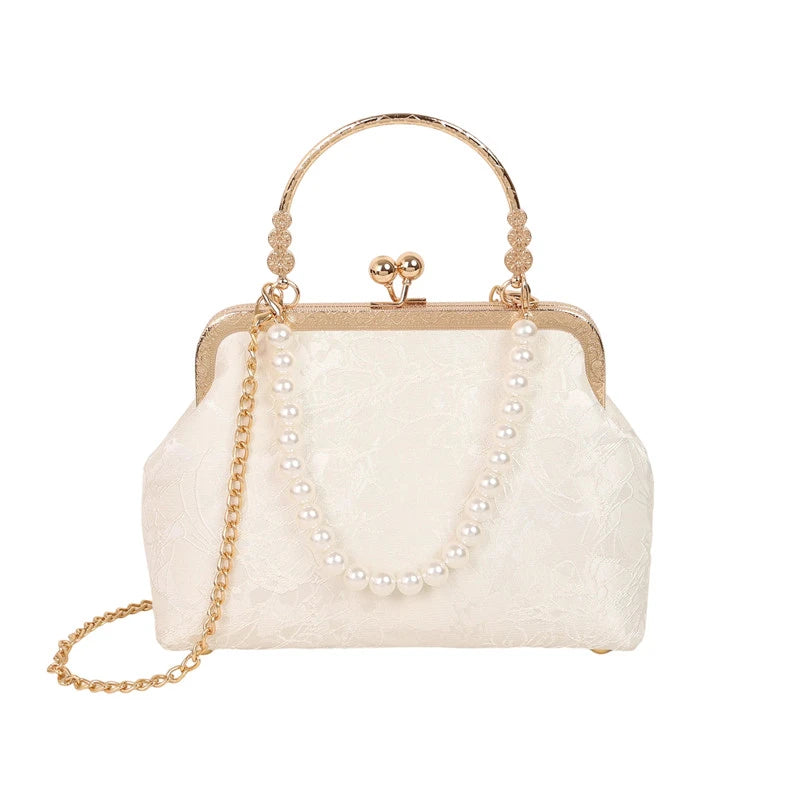 Pearl Lace Evening Clutch