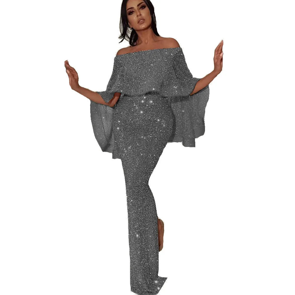 Slash Neck Slim Maxi Dress