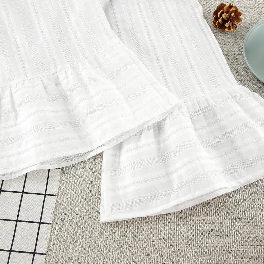 100% Cotton Ruffle Hem  Lounge Set