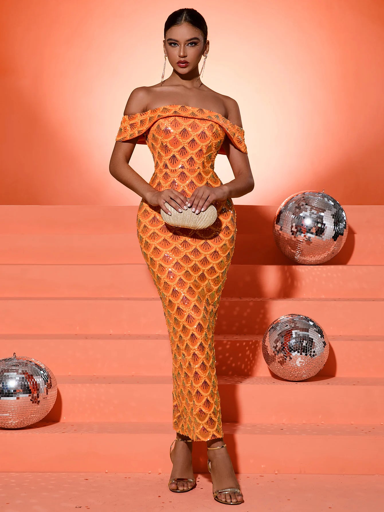 One-Shoulder Sparkling Gown