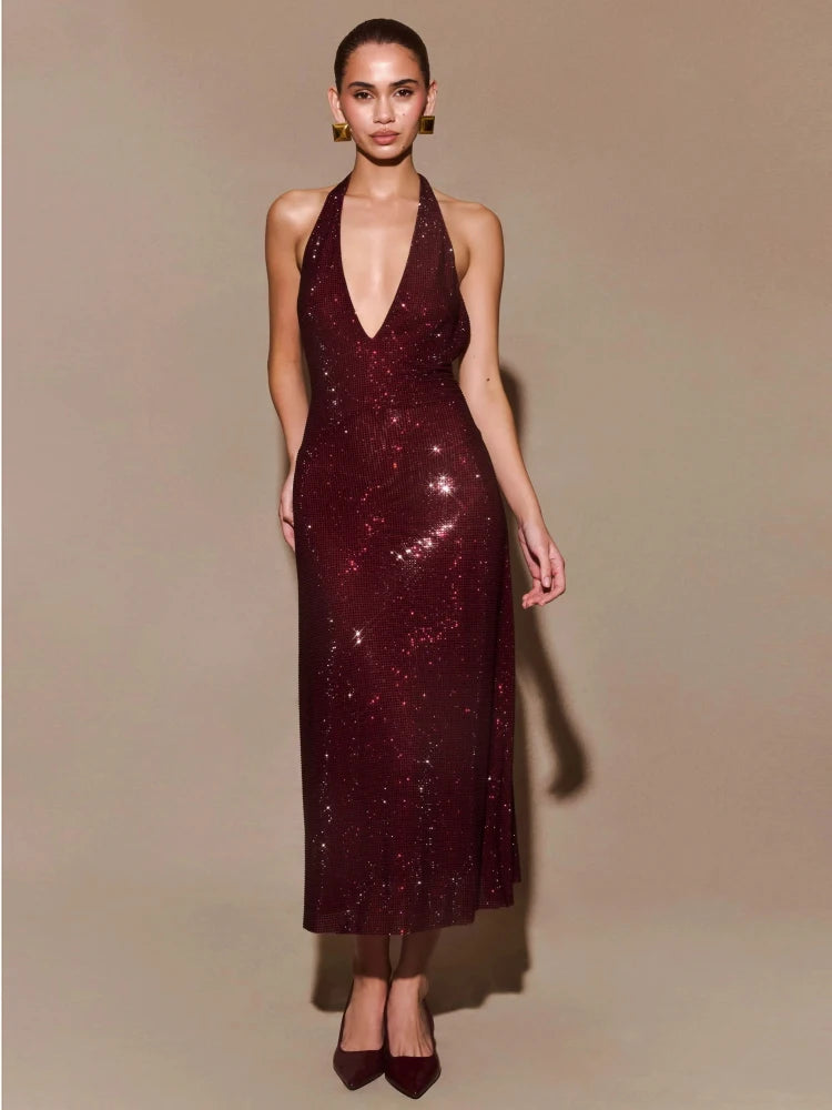 Rhinestone Halter Gown