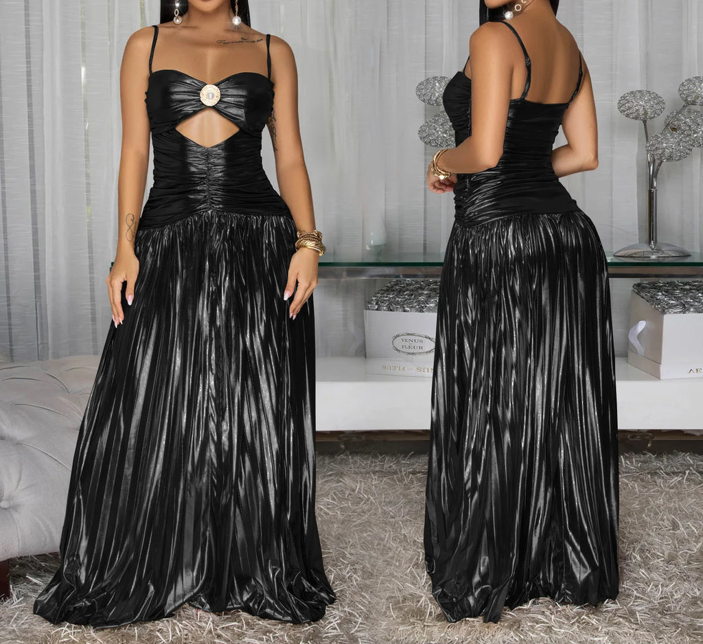 Sequin Spaghetti Strap Gown