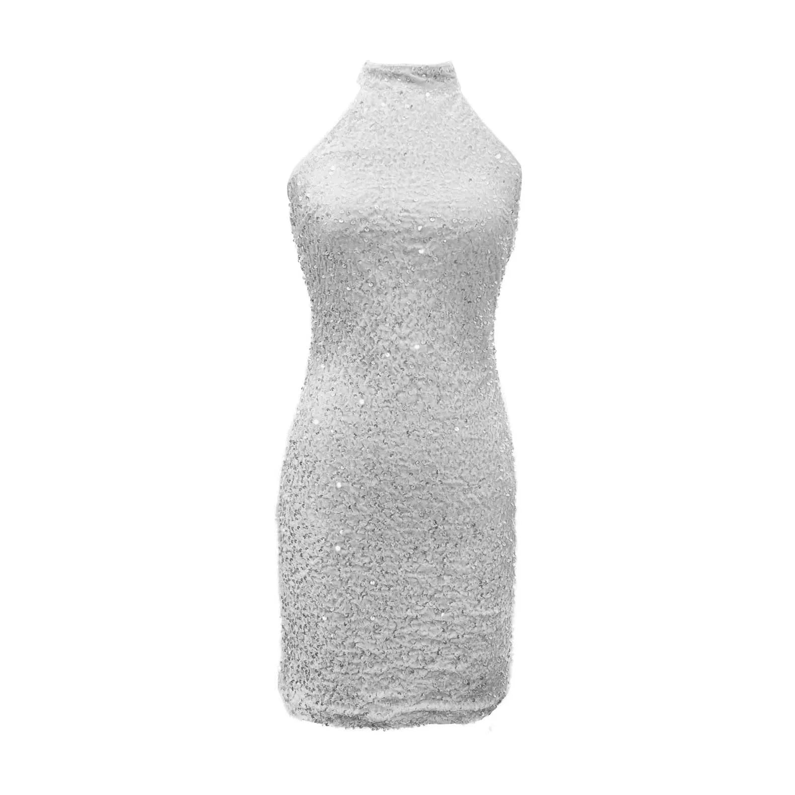 Sequin Halter Mini Dress