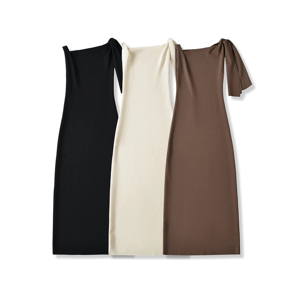 One-Shoulder Knotted Maxi Dress