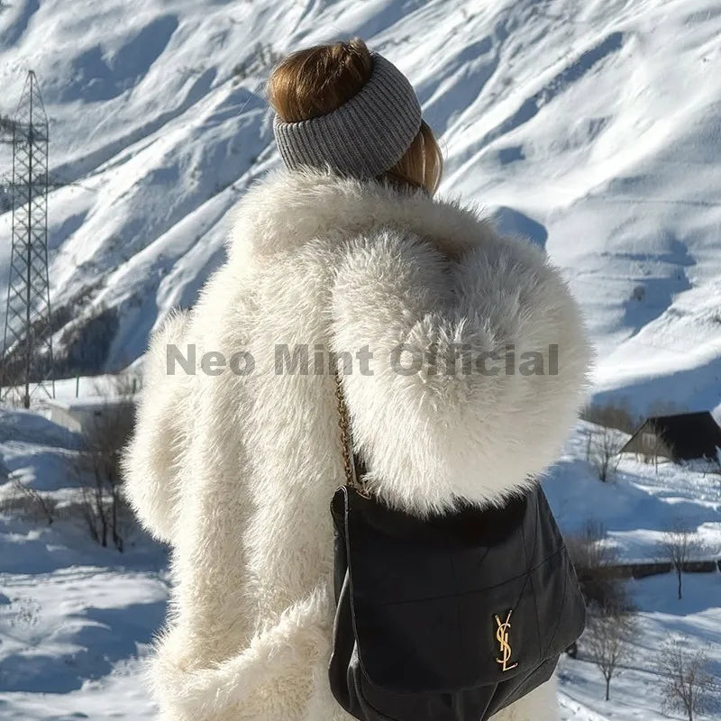 Belted Faux Lamb Fur Coat