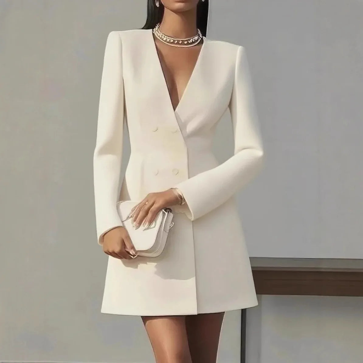 The V-Neck Power Suit Mini Dress