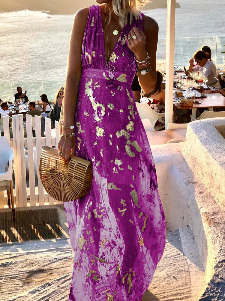 Deep V-Neck Maxi Dress