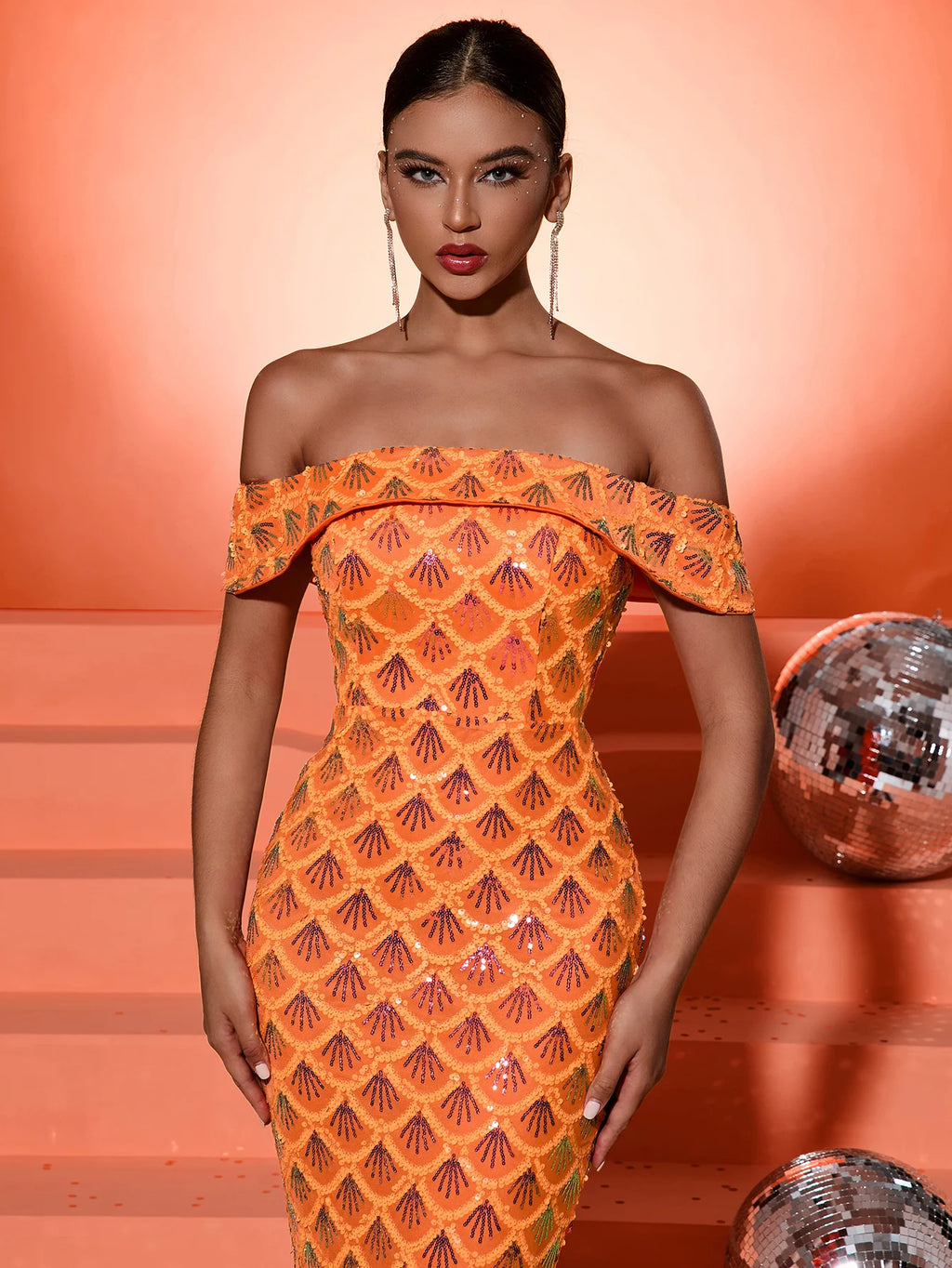 One-Shoulder Sparkling Gown