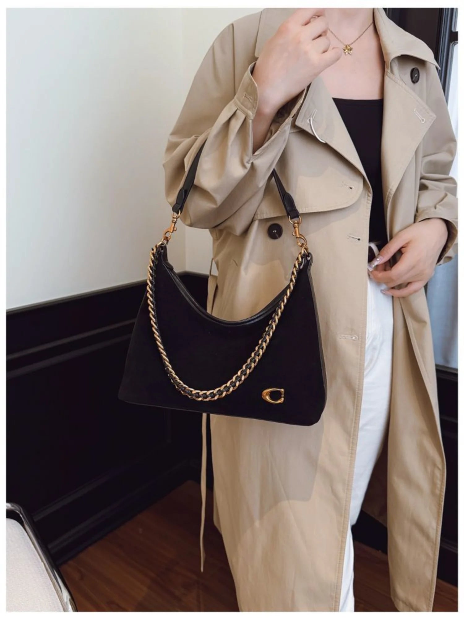 The Suede Chain Tote