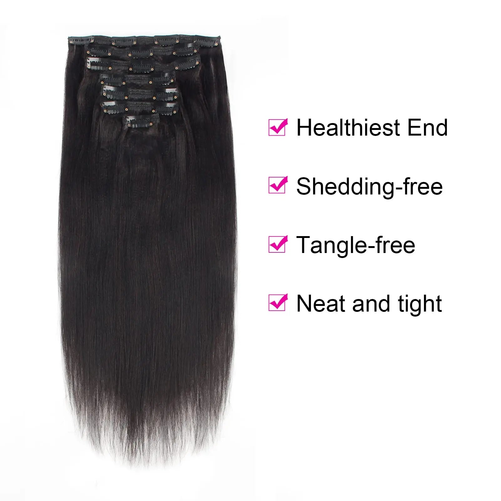 Yaki Straight Clip in Set 100% Human Hair