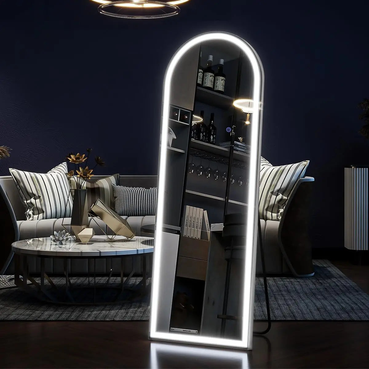 63"x20" Arched LED Full Length Lighted Floor Mirror