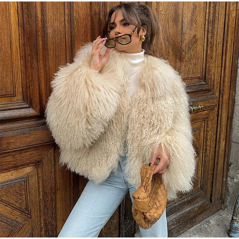 Tan Faux Fur Cardigan Coat