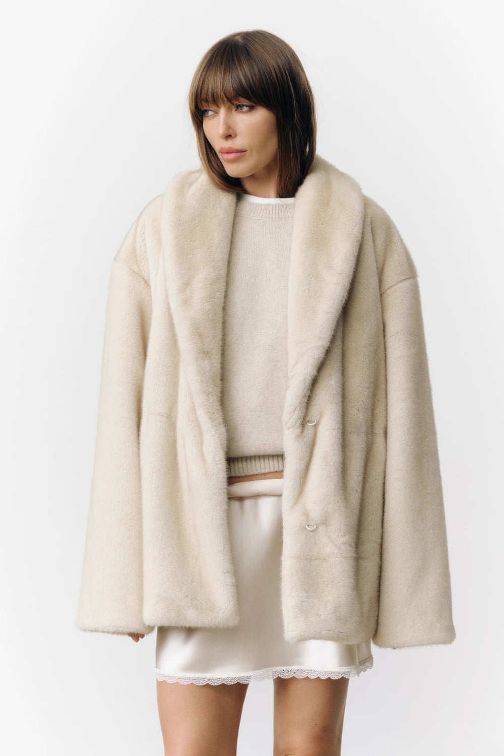 Mixed Color Faux Fur Jacket